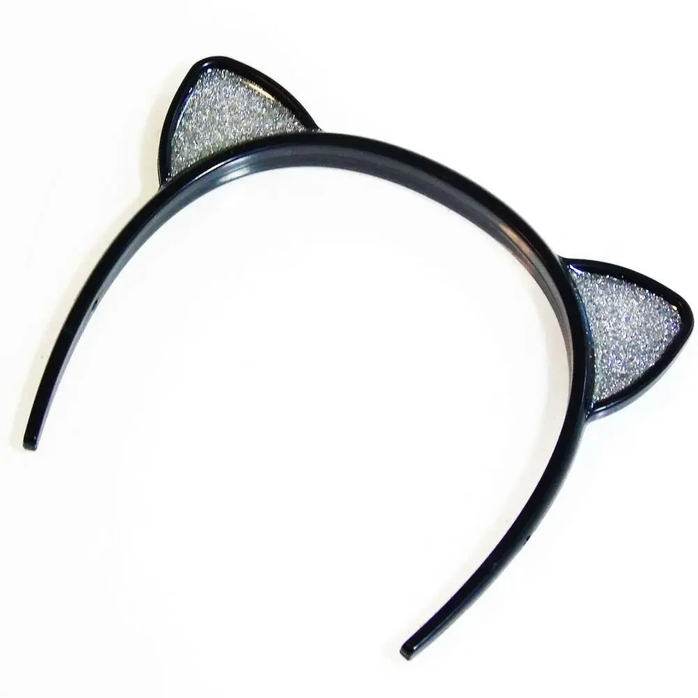 American Girl Cat Ears Headband Black Silver Glitter Halloween Doll Accessory